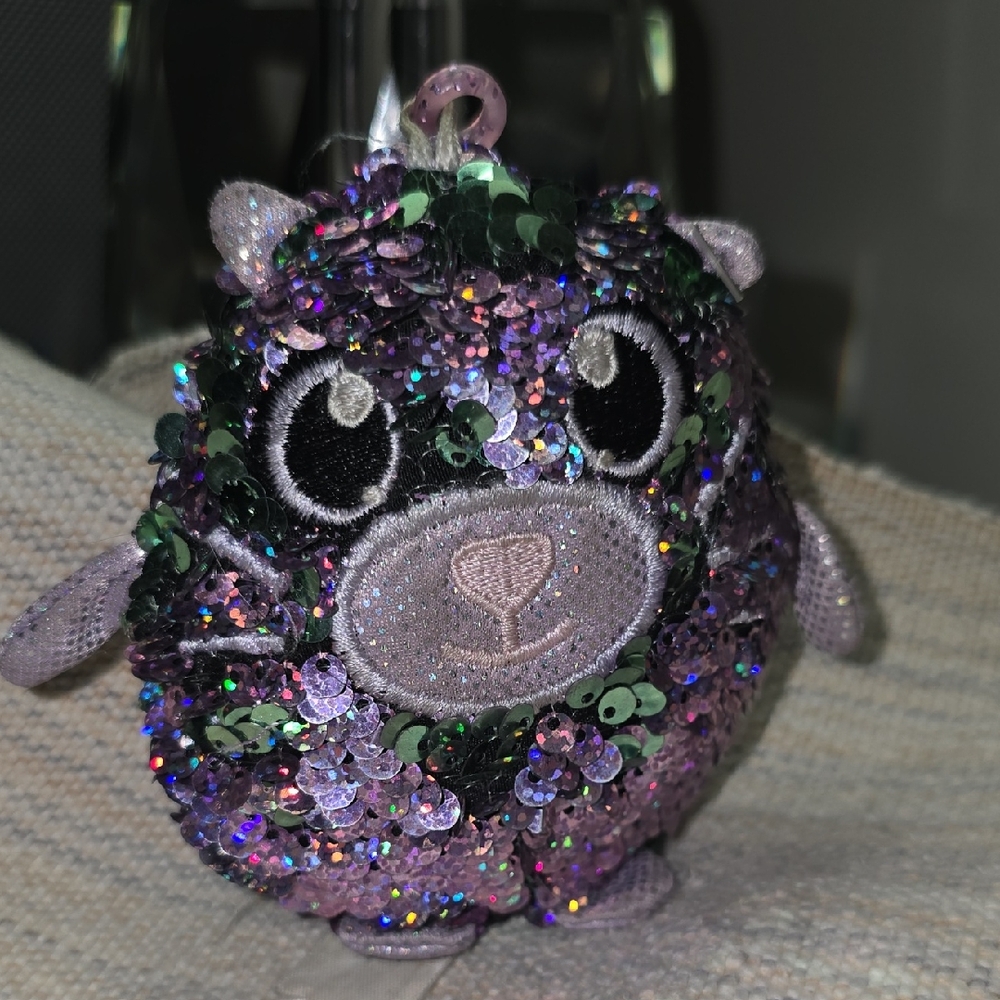 Free Add On to Any Kids Order-Sparkly Sequin Keychain - Purple and Green Silver